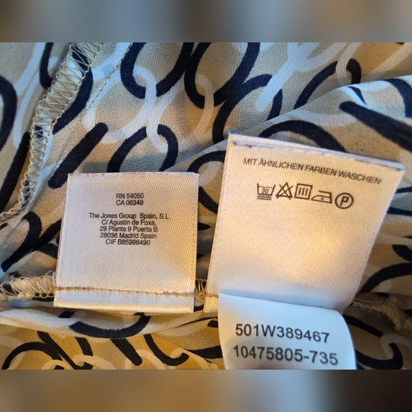 Jones New York Woman Sleeveless Blouse 16W Black Beige Geometric Chain Print - Picture 7 of 7